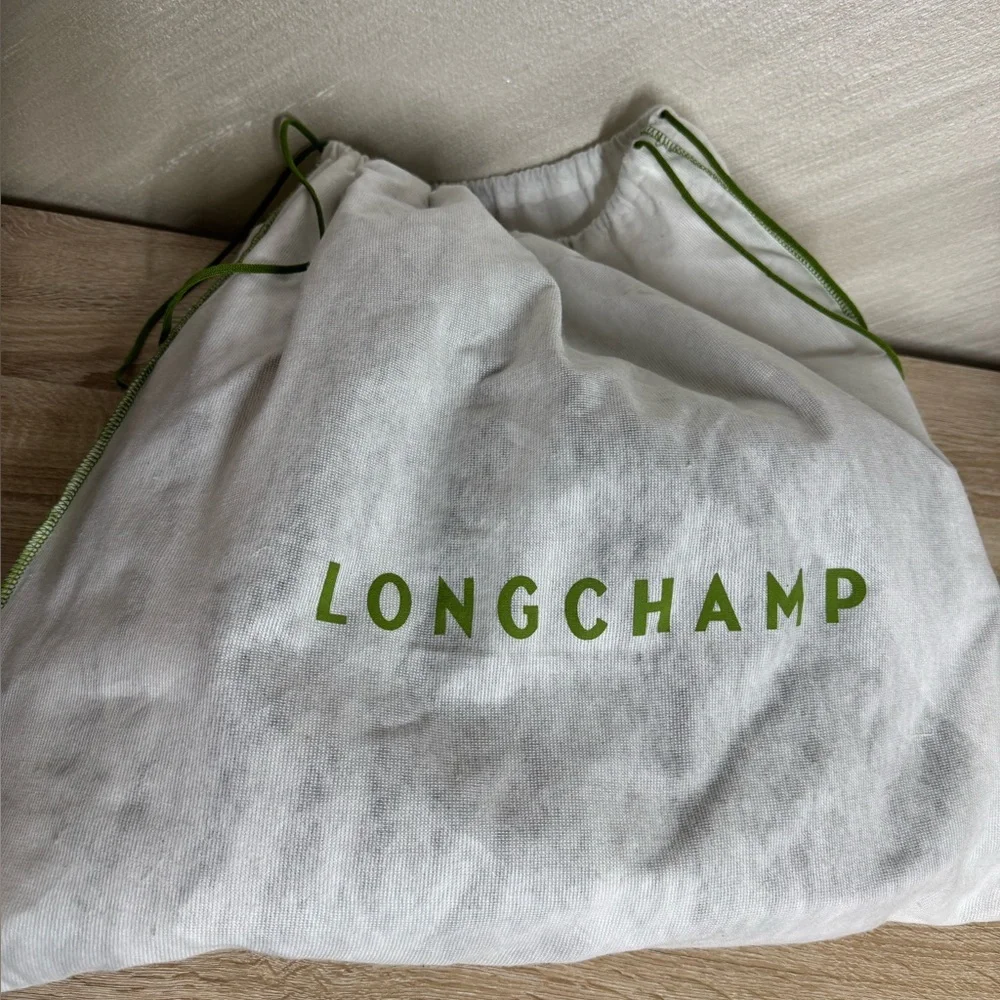 Longchamp Army Green Leather Backpack